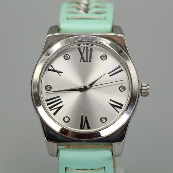 Charming Charlie Womens Watch Light Blue Leather Strap and Chain w New Battery - Picture 2 of 10